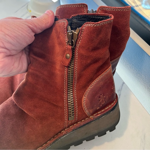 FLY London Mong Suede Zip up Ankle Boots - Picture 3 of 14